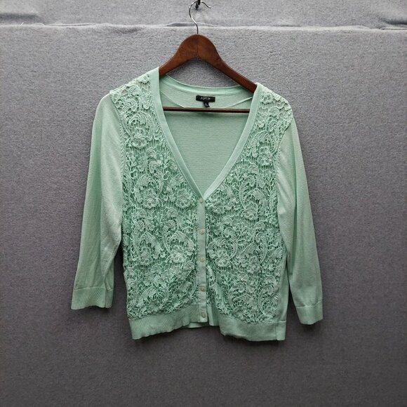 Mint Green Lace-Front Cardigan Sweater XL By Apt. 9 - Picture 1 of 3